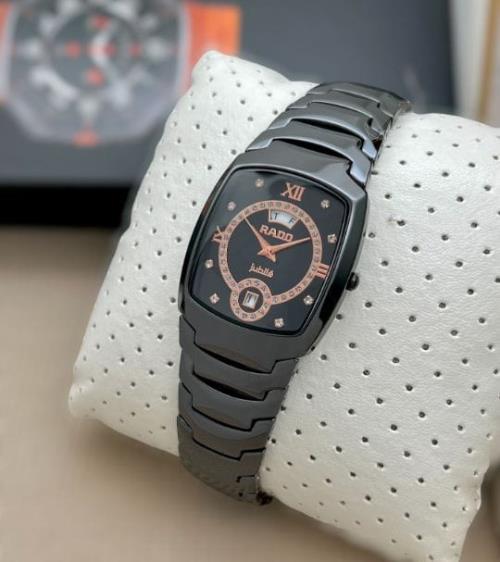 Rado inspred Men's Full Ceramic Watch – Square Case, Diamond Glass, Date & Day Function, Original Mo