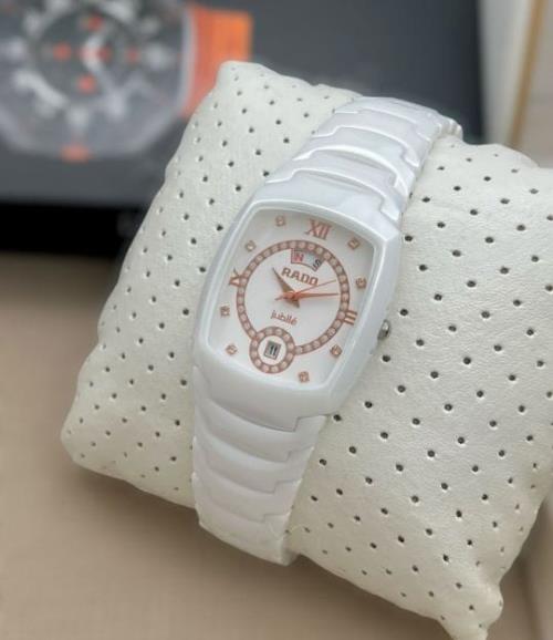 Rado inspired Men's Full Ceramic Watch – Square Case, Diamond Glass, Date & Day Function, Original M