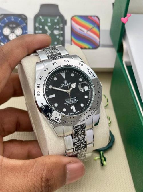 Inspired Rolex Men's Quartz Watch with Gothic Bezel & Mineral Crystal Glass – Nautilus Fold-Over Cla