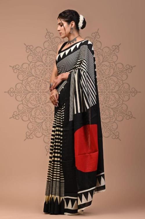 Saree Love Inspired Candy Ajrakh Edition | Chanderi Fabric with Ajrakh Print & Matching Running Blou