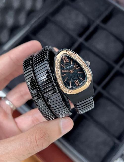 Inspired by BVLGARI Serpenti Tubogas | 7AA Premium Quality Women's Watch | Elegant Black Dial & Rose
