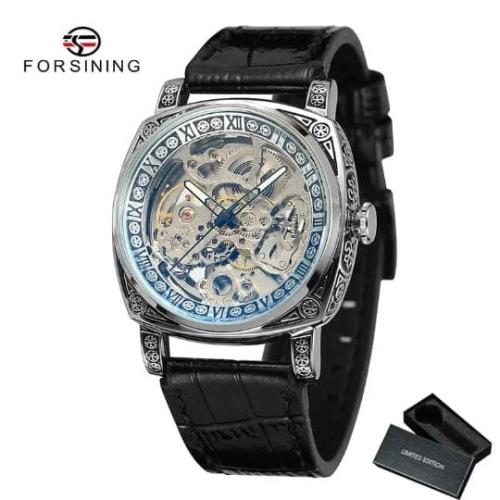 inspired by Forsining Silver X Black Edition Automatic Watch - High-Quality 10A Japan Movement with 