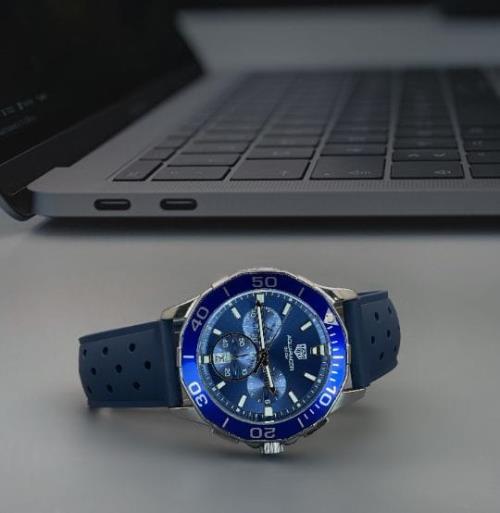 Tag Heuer Aquaracer Chrono Men's Watch - Quartz Movement, Blue Dial and Band, 42mm Case Diameter - P