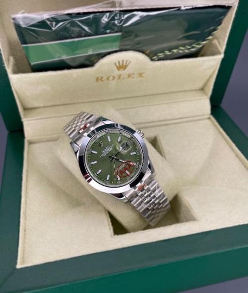  Rolex Oyster Perpetual Men's Watch - Swift Movement, Green Dial, 41mm Case Diameter - Premium Quali