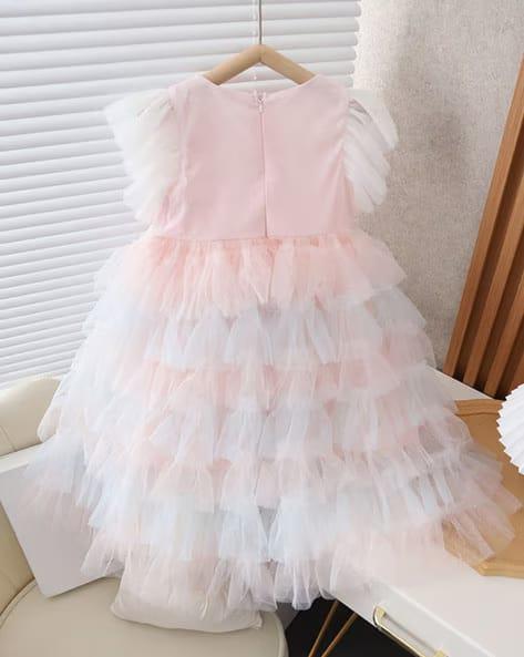 Inspired by Unicorn Princess | Kids Multilayered Party Dress for Girls | Magical Rainbow Tulle Gown 