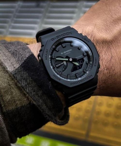 G-SHOCK GA-2100 Digital Chronograph Watch - Resin Case and Band, Mineral Glass, Black Dial and Belt 
