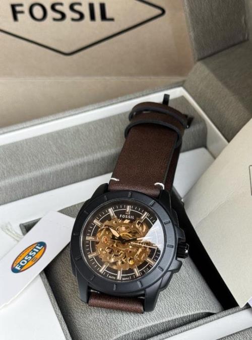 Fossil Men's 7AA Premium Collection Watch - 42mm Case, Brown Leather Strap, Heavy Automatic Movement