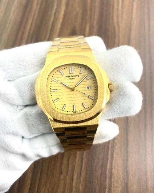 Patek Philippe Nautilus Men's Watch 42mm - 7AA Premium Collection | Stainless Steel Case, Gold Textu