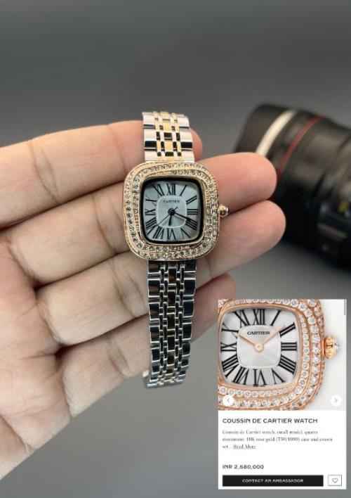 Inspired by Cartier CR Ladies Watch – 7A Quality, Two-Tone Stainless Steel Band, White Dial, Quartz 