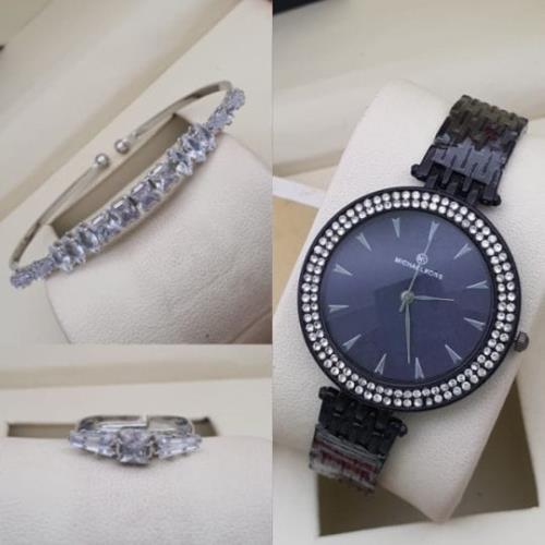 LADIES WATCH + OPENABLE KADA + ADJUSTABLE RING.