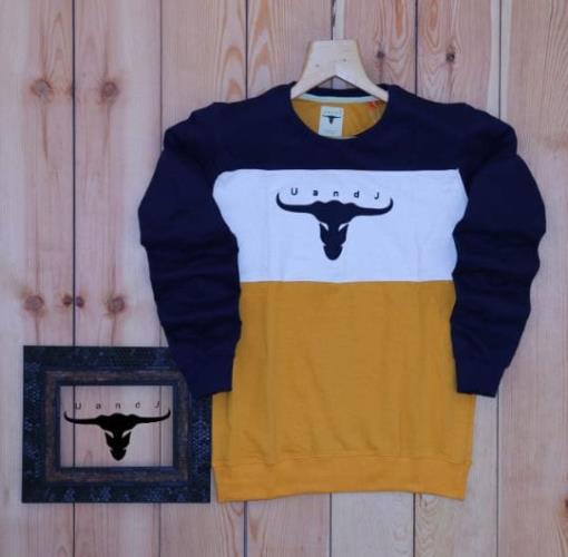 MEN'S ROUND NECK SWEATSHIRT CUT AND SEW WITH EMBROIDERY.