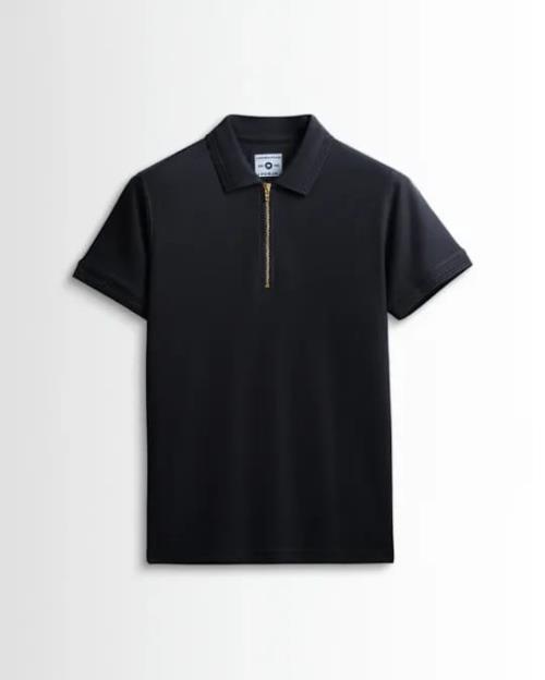  Inspired by Polo – Men's White Zipper T-Shirt | Classic Fit | Poly-Cotton Blend | Stylish Casual We