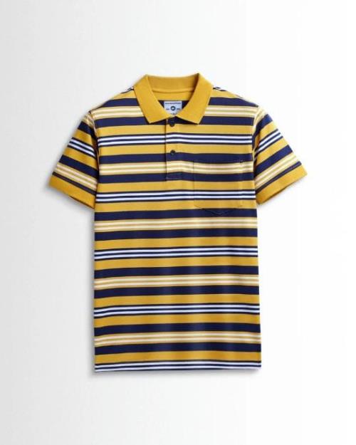 Men's Premium Cotton Striped Polo Shirt with Chest Pocket – Classic Fit, Soft Breathable Fabric  .