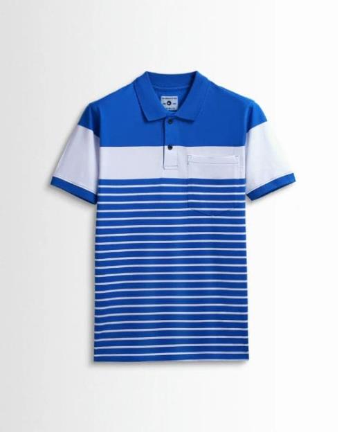 Men's Premium Cotton Striped Polo Shirt with Chest Pocket – Classic Fit, Soft Breathable Fabric  .