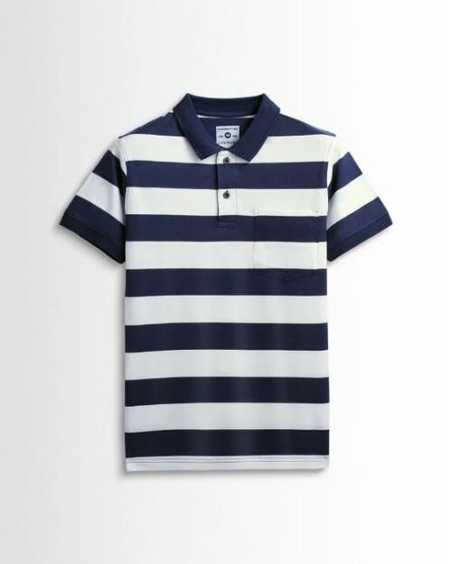 Men's Premium Cotton Striped Polo Shirt with Chest Pocket – Classic Fit, Soft Breathable Fabric  .