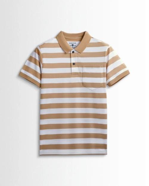 Men's Premium Cotton Striped Polo Shirt with Chest Pocket – Classic Fit, Soft Breathable Fabric  .