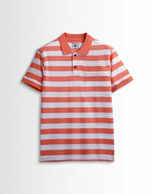 Men's Premium Cotton Striped Polo Shirt with Chest Pocket – Classic Fit, Soft Breathable Fabric  .