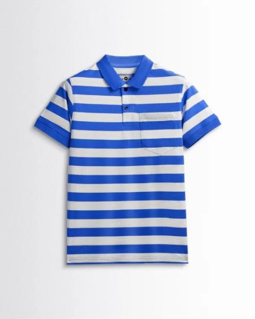 Men's Premium Cotton Striped Polo Shirt with Chest Pocket – Classic Fit, Soft Breathable Fabric  .