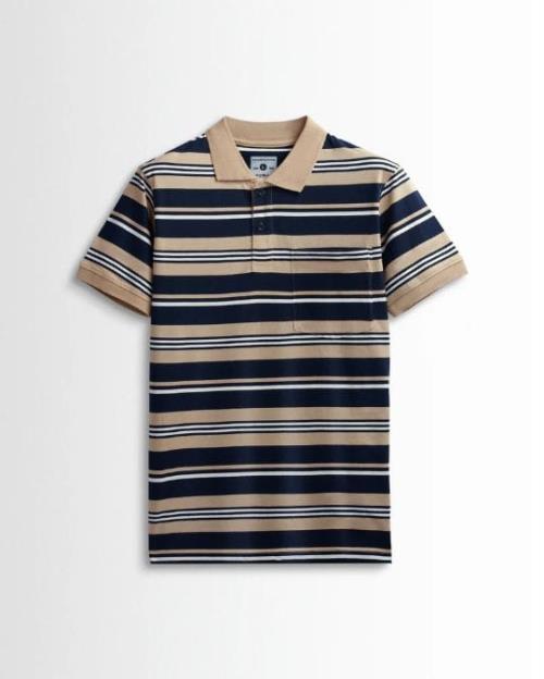 Men's Premium Cotton Striped Polo Shirt with Chest Pocket – Classic Fit, Soft Breathable Fabric  .