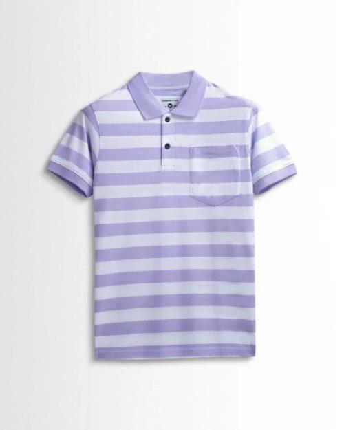 Men's Premium Cotton Striped Polo Shirt with Chest Pocket – Classic Fit, Soft Breathable Fabric  .