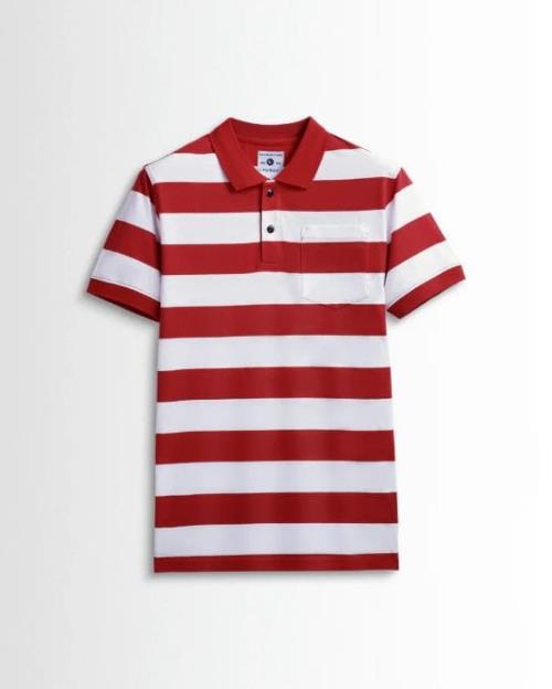 Men's Premium Cotton Striped Polo Shirt with Chest Pocket – Classic Fit, Soft Breathable Fabric  .