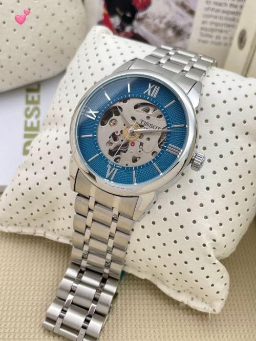  Tissot Luxury Watch - Silver Black, New Collection, Premium Open Display, Stainless Steel Strap   .