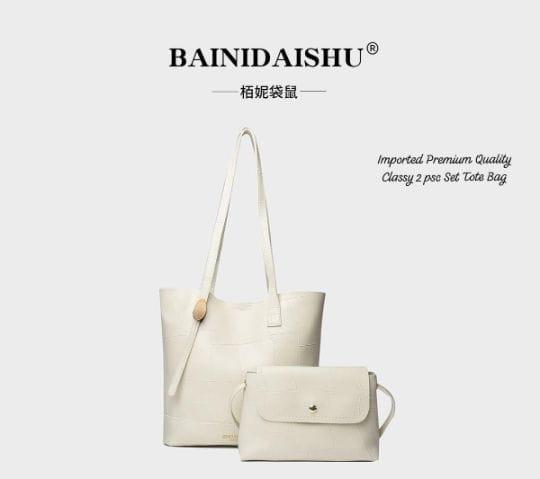 2-Piece Premium Classy Leather-Look Tote & Sling Bag Set for Women – Elegant Design, High-Quality PU