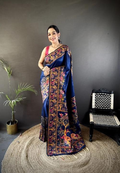 Inspired by Latest Pashmina Collections – Kashmiri Pashmina Saree with All-Over Meenakari Weaves | R