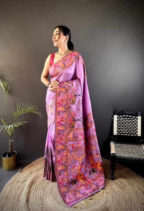 Inspired by Latest Pashmina Collections – Kashmiri Pashmina Saree with All-Over Meenakari Weaves | R