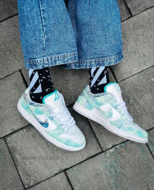 Inspired by Nike Dunk Low: Abstract Swirl Low-Top Sneakers.