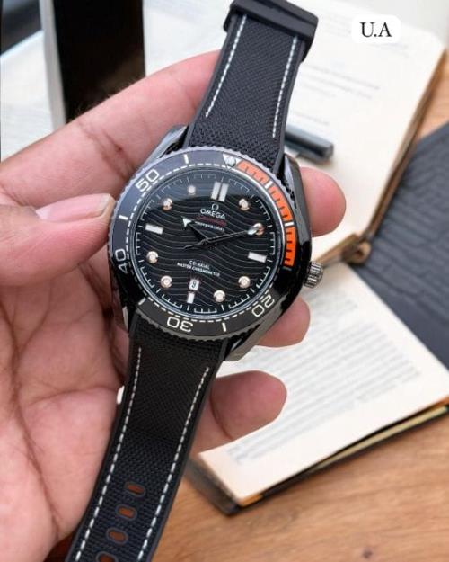 Diver's Sports Watch – Inspired by Omega Seamaster | Black Dial with Bold Orange Accents | High-Perf
