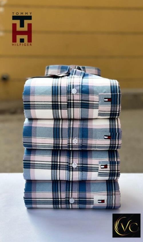 Men's Premium Casual Checkered Shirt Inspired by Tommy Hilfiger Style – Soft Cotton Fabric, Full Sle