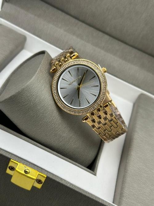 Michael Kors Women's Luxury Analog Watch – Rose Gold Dial with Crystal-Studded Bezel, Two-Tone Stain