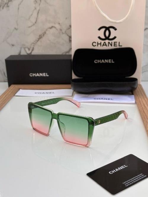 Inspired Chanel Oversized Square Gradient Sunglasses – Green & Pink Frame for Women, Luxury Designer