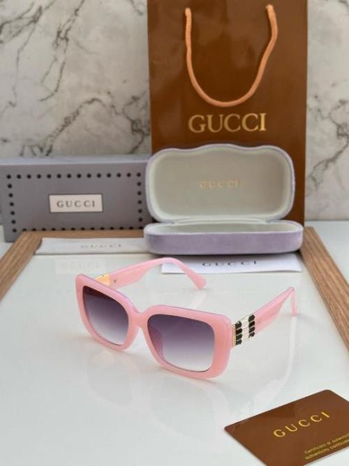 inspired Gucci Women's Oversized Square Gradient Sunglasses – Blue Marble Frame with Gold Accent Arm