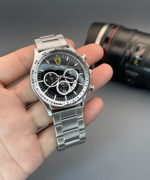 Scuderia Ferrari Pilota Evo Chronograph Black Round Dial Mens Watch .