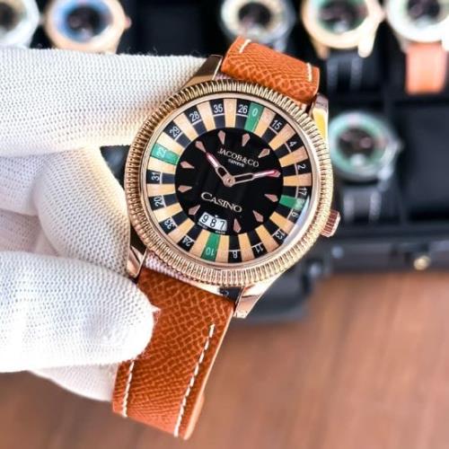  Luxury Roulette Casino Watch for Men – Inspired by Jacob & Co, Analog Display, Brown Leather Strap,