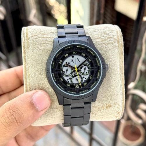 Premium Analog Chronograph Watch for Men – Black Stainless Steel Bracelet, Multifunction Dial Inspir