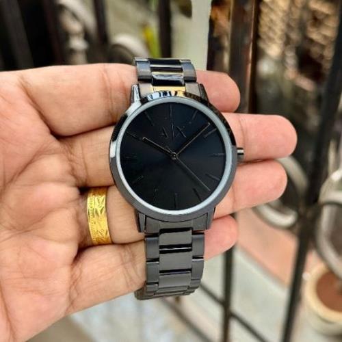 Inspired ARMANI All Black Men's Minimalist Watch - Black Stainless Steel Bracelet .