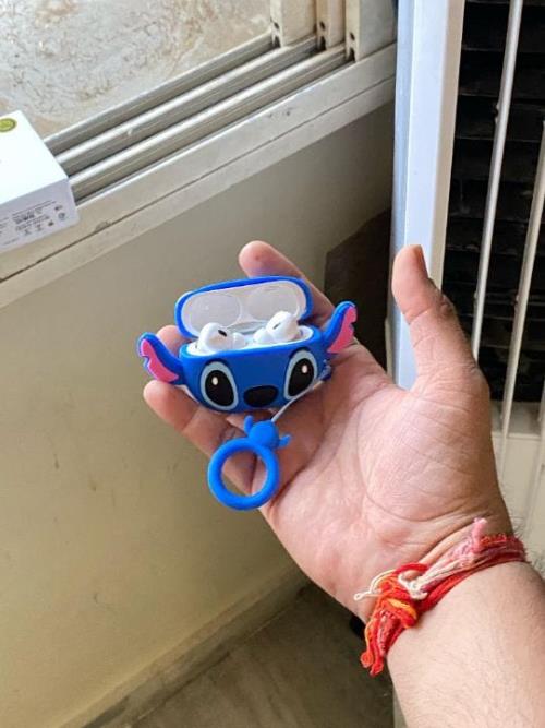 Durable Silicone AirPods Pro With Case with Adorable Stitch Design, Shockproof Protective Cover with