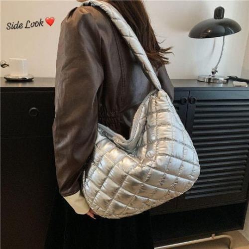  Inspired by Designer Style – Imported Quilted Puff Tote Bag for Women, Soft PU Vegan Leather, Class