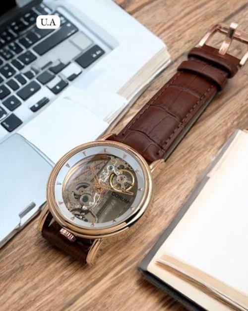 Luxury Skeleton Automatic Watch for Men – Corum-Inspired Transparent Dial Design, Rose Gold Case, Me