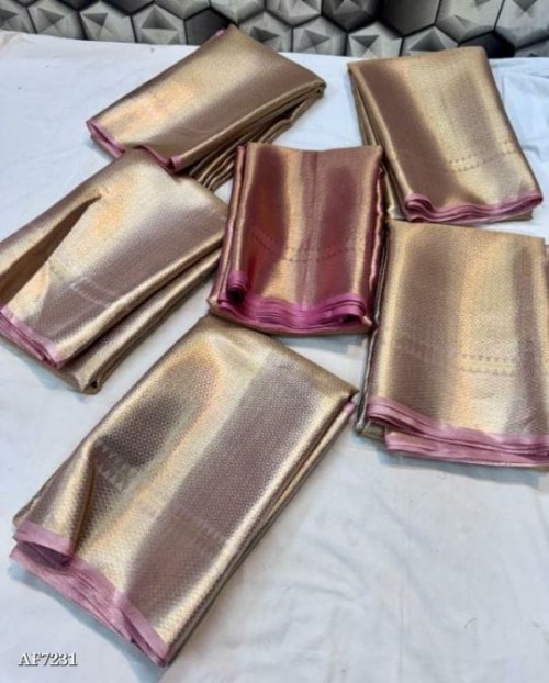 Banarasi Tissue Silk Saree for Women – Inspired by Kanchi Weaves – Tanchui Design with Medium Border