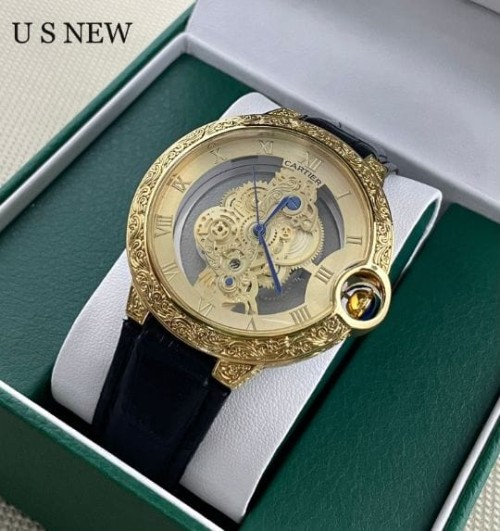 CARTIER 42MM CASE BACK CRYSTEL MENS WATCH.