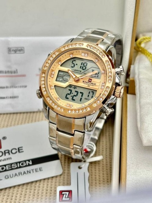 NAVIFORCE DATE AND TIME FULL DIGITAL DISPLAY STAINLESS STEEL BAND & 30M WALTER RESISTANT