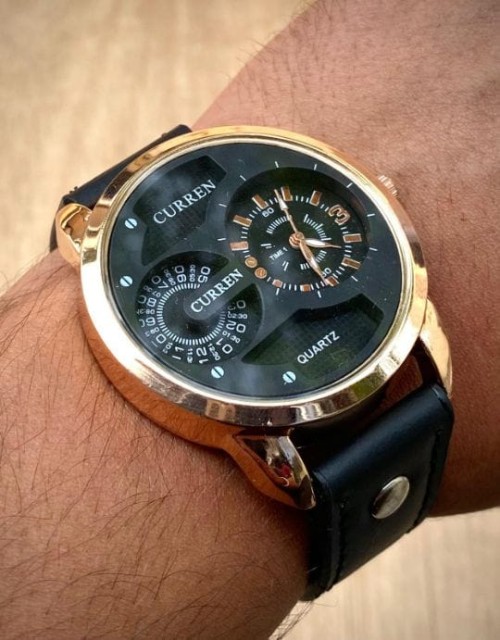 CURREN Premium Men's Watch | Leather Strap & Heavy Glass Dial | Stylish Analog Wrist Watch with Blac