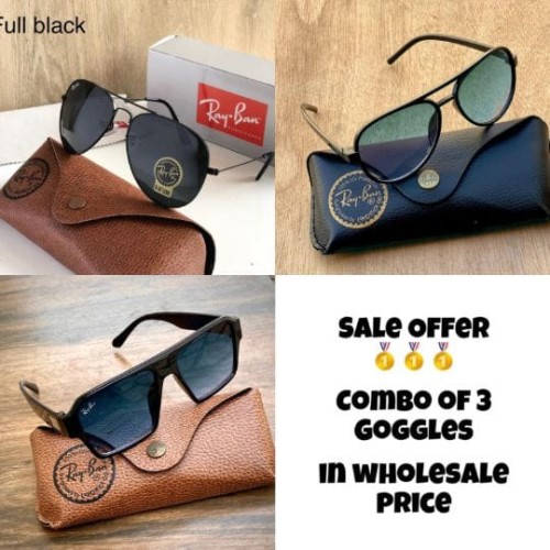 Inspired by Ray-Ban | Combo of 3 Stylish Sunglasses for Men & Women | RDM Shining Fibre & Glass | I