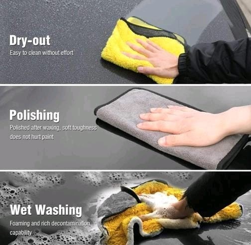 3pcs Set Of Microfiber Car Cleaning Cloth.