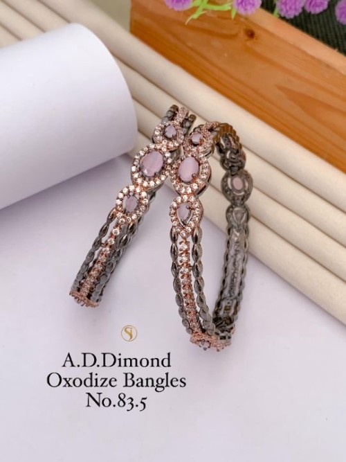 American Diamond Oxidized Black Edition Bangle Set | Stylish Party Wear & Bridal Jewelry | Elegant T