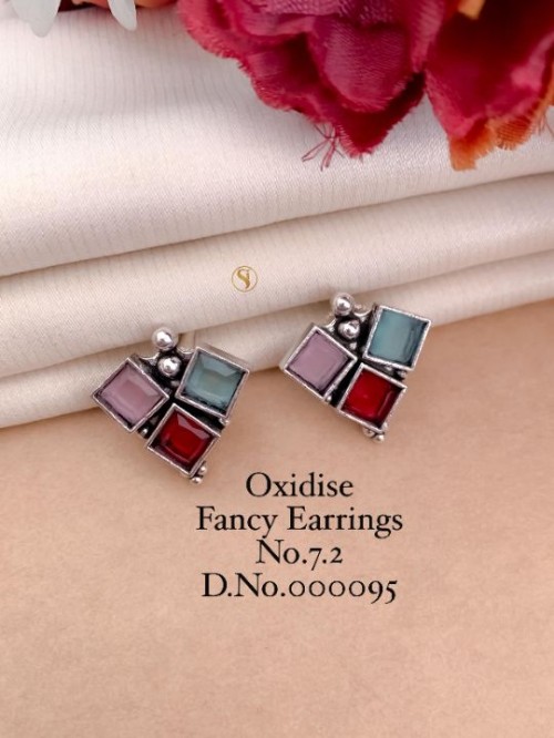 Oxidized Fancy Earring Set for Women | Traditional Ethnic Jewelry with Original Stone Work | Party W